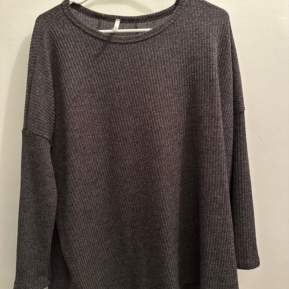 Women’s Mittoshop Brown Ribbed Knit Long Sleeve Top Size Medium